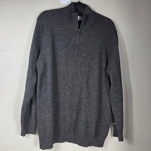 Columbia 1/4 Zip Wool Blend Sweater Men's Large Gray Mock Neck Pullover